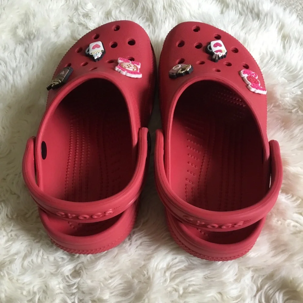 CROCS Red Kids' Clogs with Cute Charm Accents